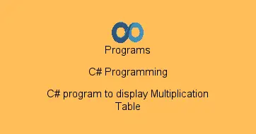 C# program to display Multiplication Table